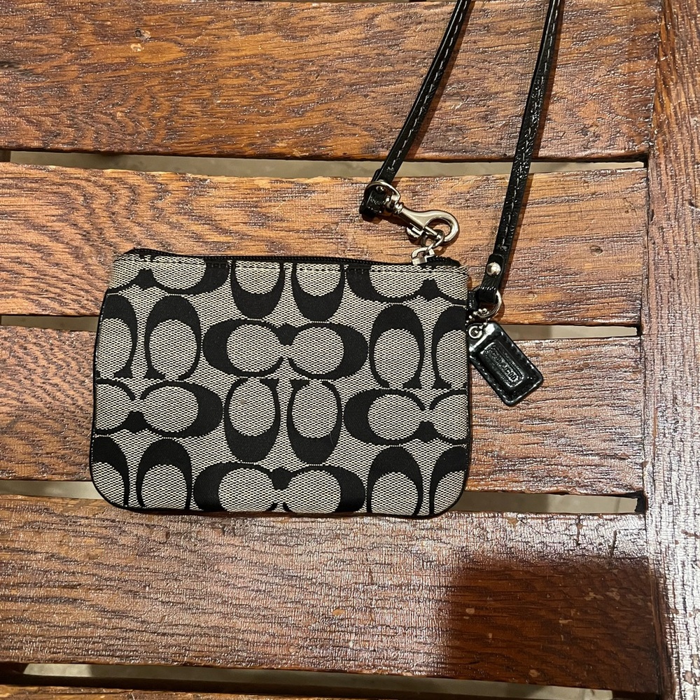 Coach Black and Gray Signature Wristlet